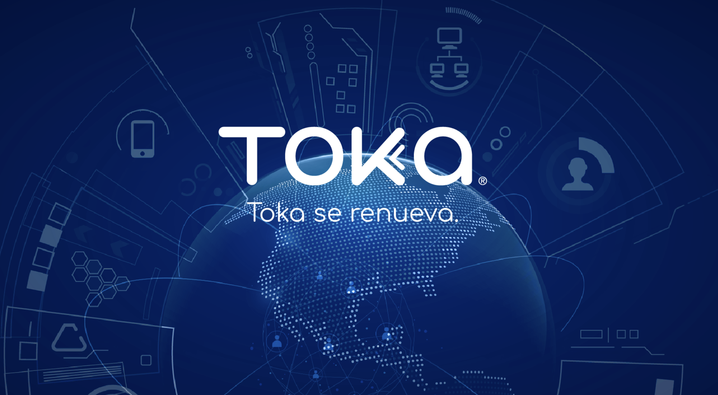 Logo de Toka sobre un fondo tecnológico
